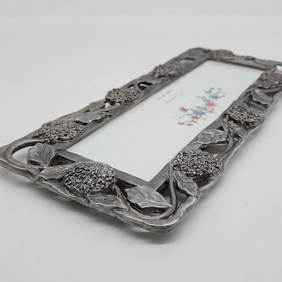 Antique Style Amora Metal Picture Frame With Floral Design 10"x3" By Perfect - Picture 13 of 14